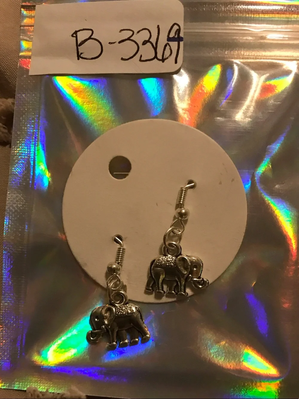 Purple Glitter Square Stud, Rose & Elephant Dangle Earrings-3 for 1 price Price